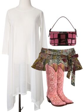 Sheer White Dress High Low 3/4 Sleeve Size Medium Mesh